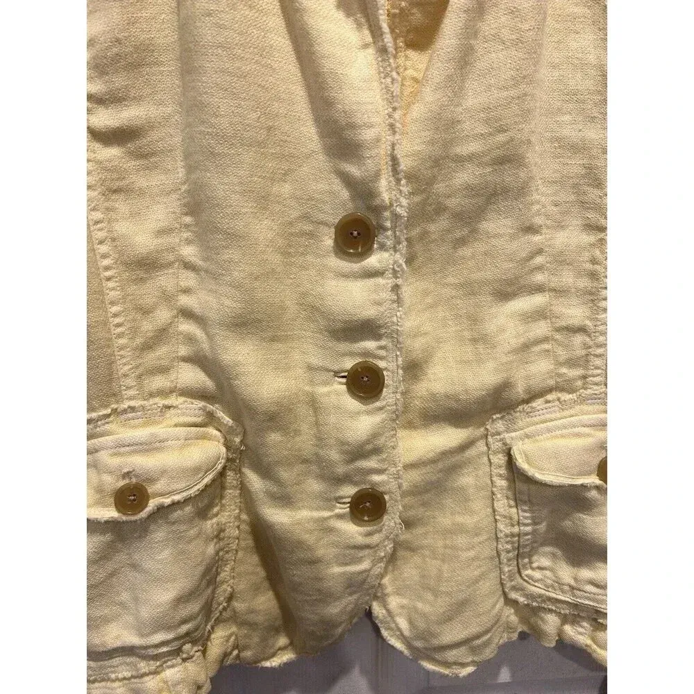 J. Crew‎ Yellow Academy Washed 100% Linen Blazer Jacket Womens Large - Image 3