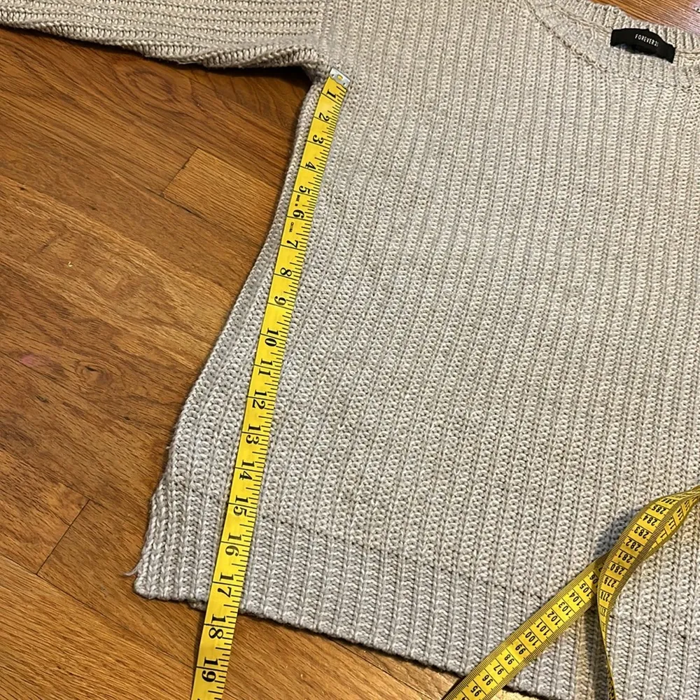 Forever 21 Gray Textured Knit Crewneck Long Sleeve Pullover Sweater Size Large - Image 4