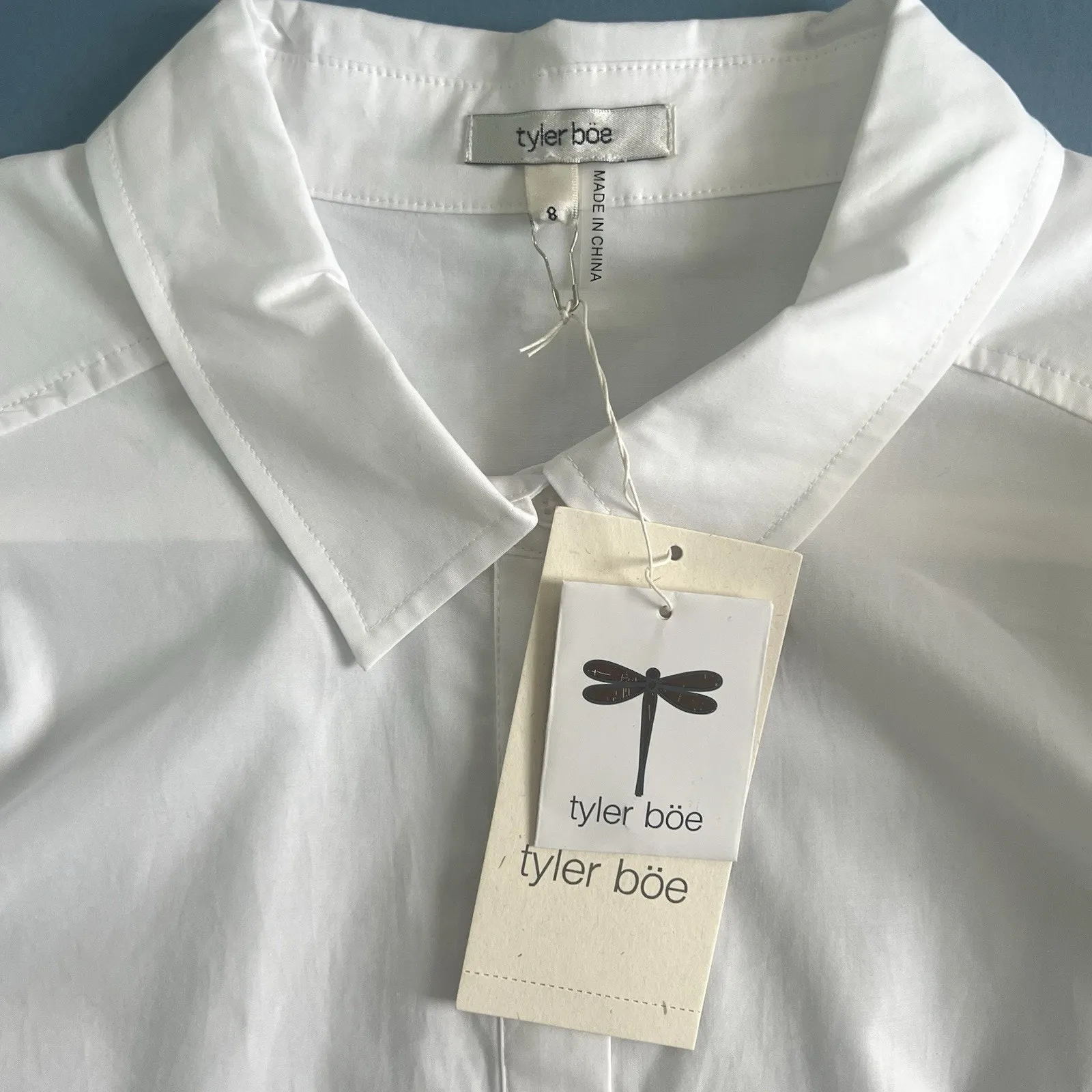 NWT Tyler Boe Sherri Button Down White Tunic Long Sleeve Shirt Size 8 - Image 5