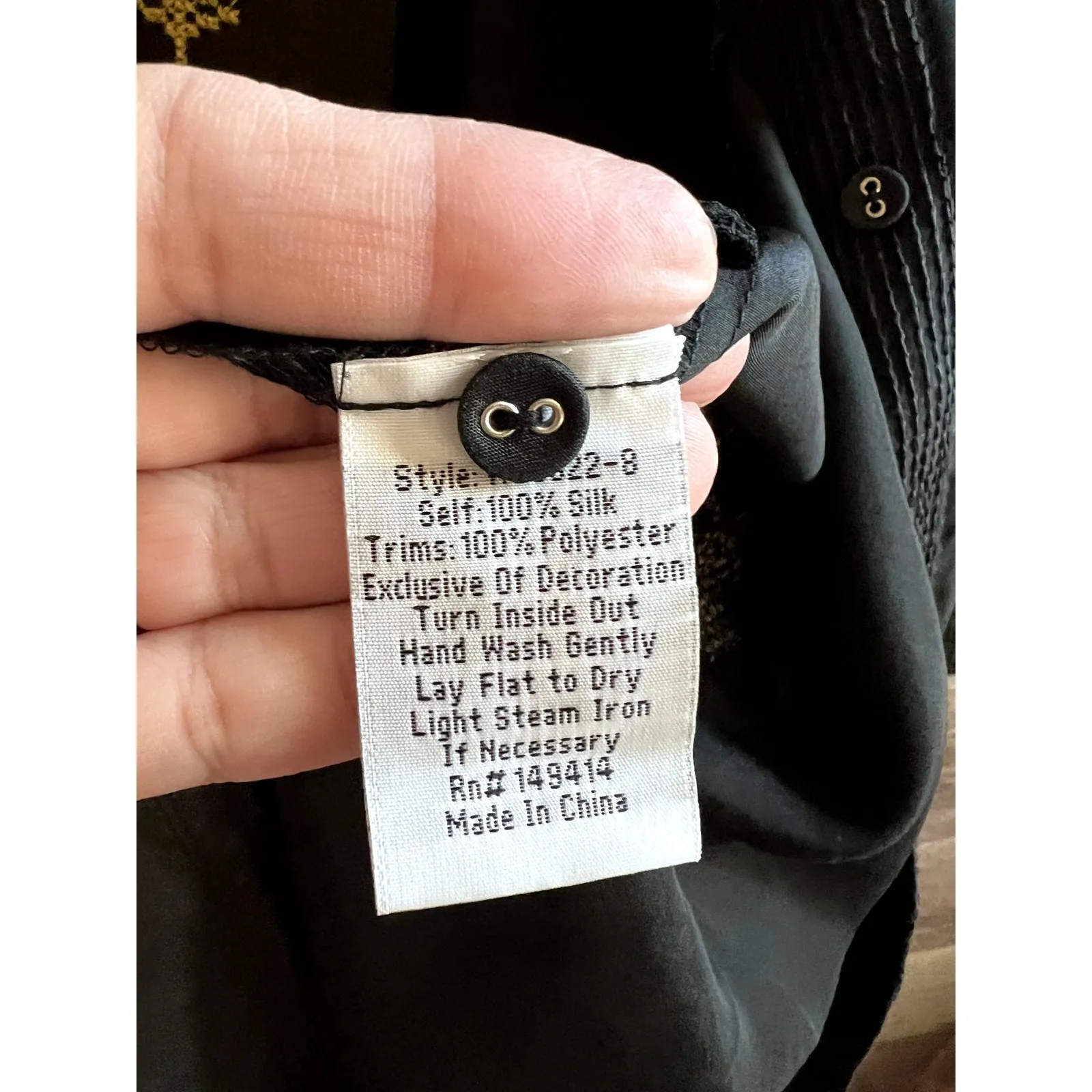 Johnny Was Dress Small maxi  Black Sill embroidered full buttons long sleeves - Image 6