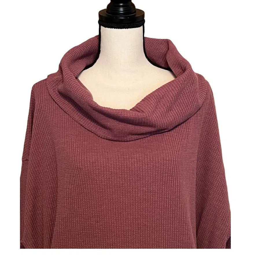Natural Reflections Cowl Neck Waffle Knit Sweater Size 2X - Image 2