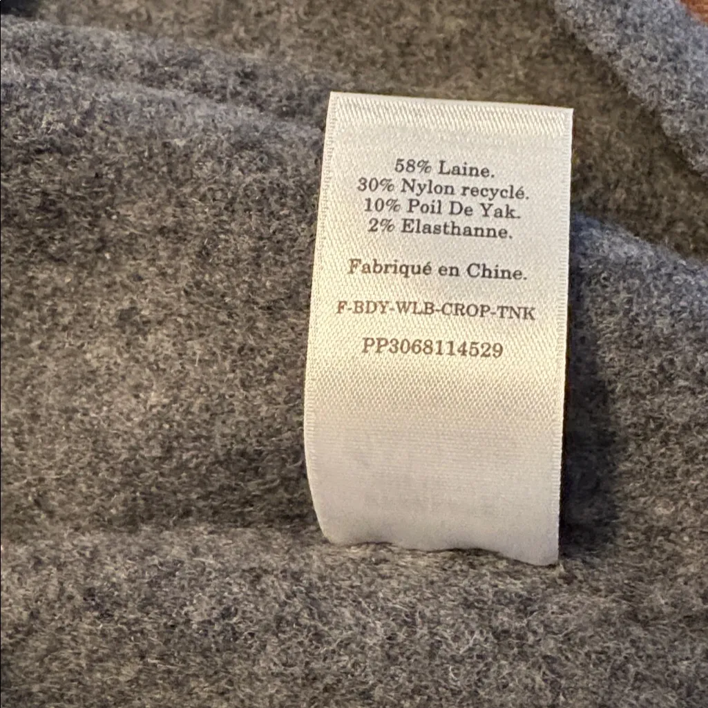 Everlane The Cozy Stretch Tank wool and yak hair blend dark gray Size L NWT - Image 6