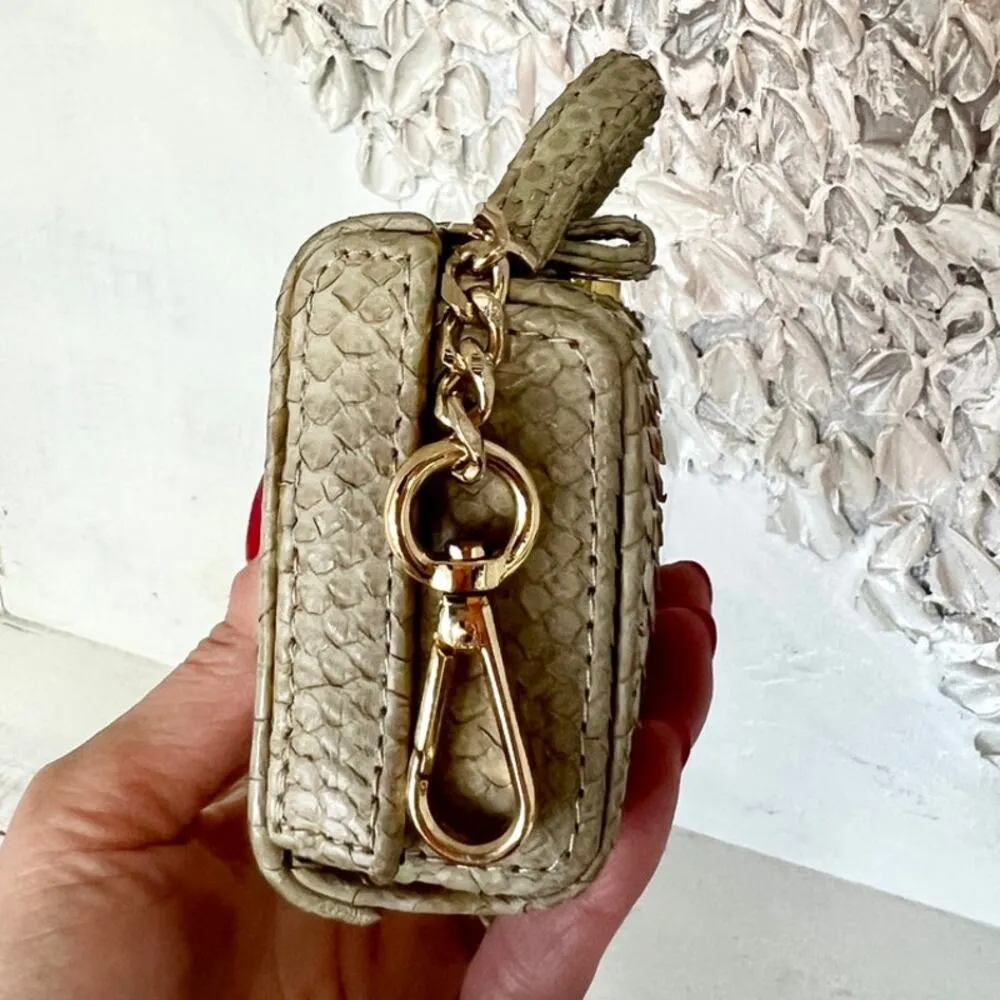 Ximena Kavalekas Python Leather Top Handle micro Purse Clutch Handbag Beige - Image 2