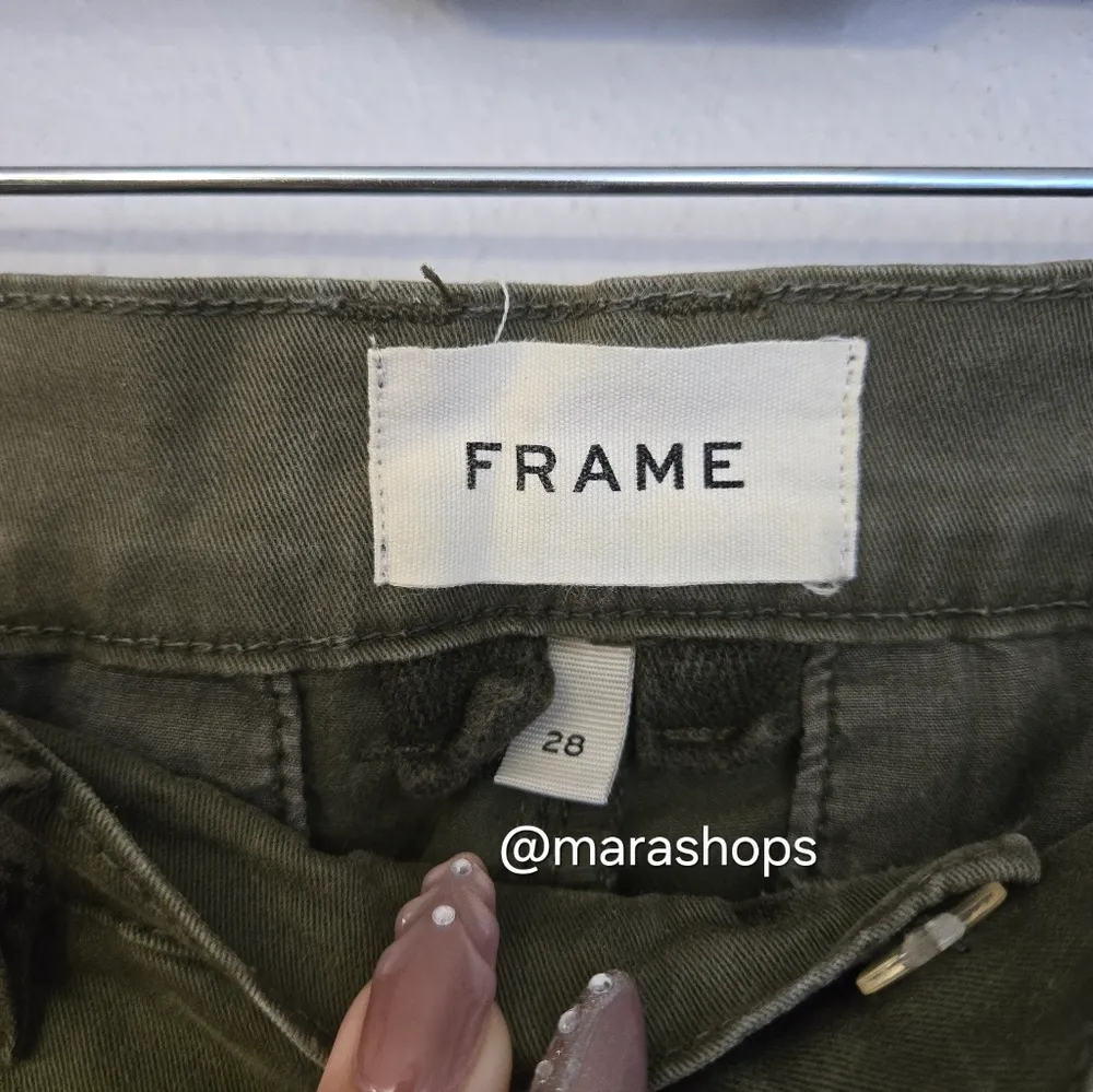 FRAME Wide Leg Tomboy Trouser Olive Green - Image 6