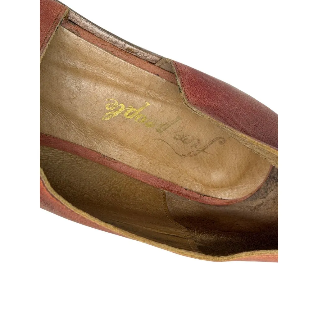 Free People Royale D’Orsay Brown Leather Flat Shoes EU 38 US 7.5 Made in Spain - Image 5