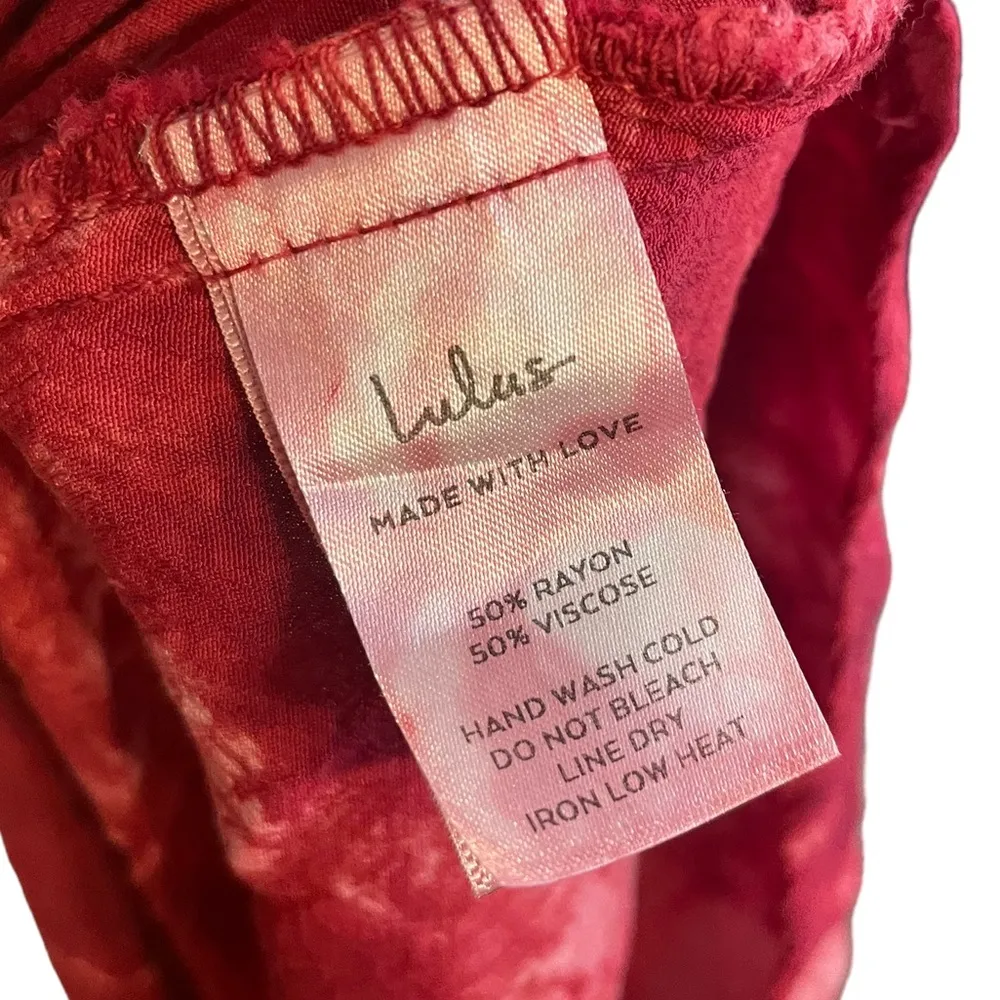 Lulus Seeking Sunshine Burgundy Tie Dye Cowl Neck Crinkle Mini Slip Dress - Image 8