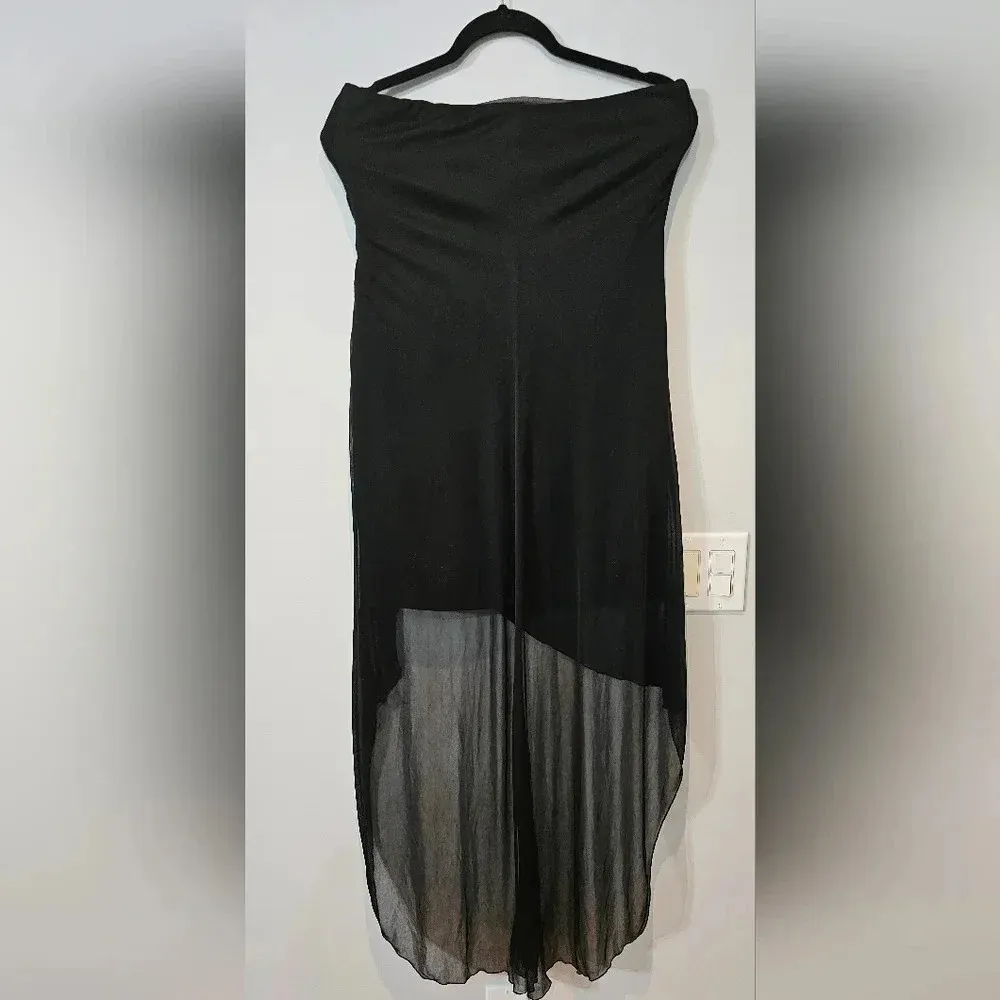 Black Jeweled Elegant Evening Mini Dress with train attached - Image 4