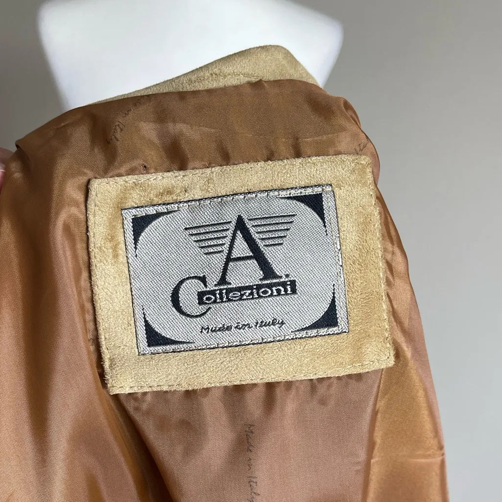 NWT Vintage Armani Collezini Women's Tan Suede Blazer Size M - Image 8