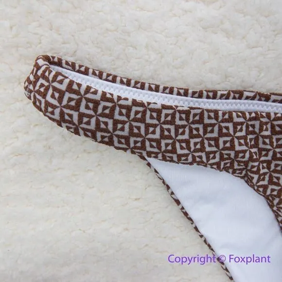 NEW Rhythm. Free People Geo high cut Cheeky bikini bottom coco , size M - Image 4