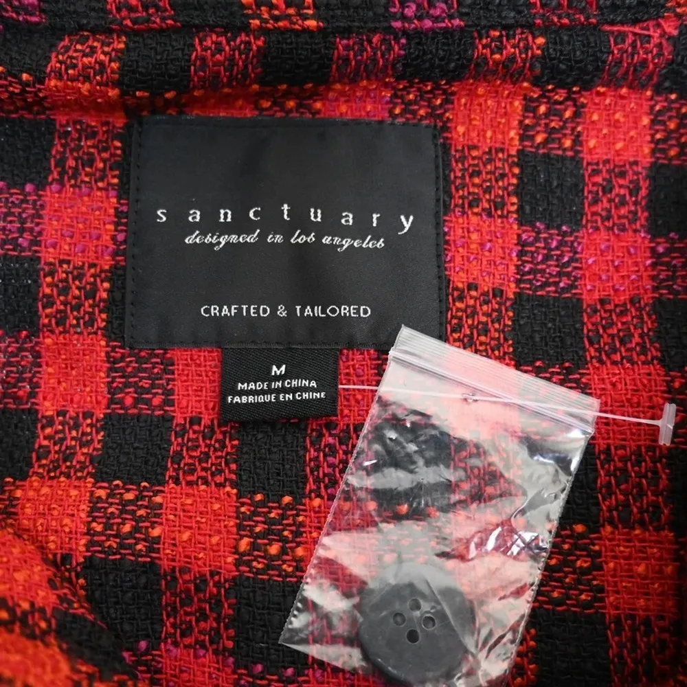 Sanctuary Womens M Ashley Bouclé Knit Buffalo Plaid Jacket NEW - Image 9