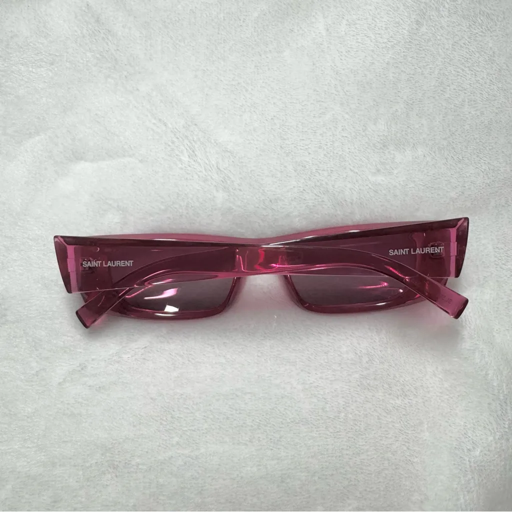 Saint Laurent  52mm Hot Pink Rectangular Sunglasses - Image 8