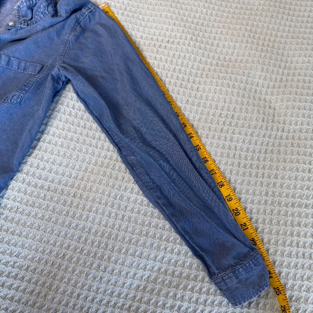 Lucky Brand Split Back Chambray Button Down Shirt Womens Small Tencel Denim Top - Image 8