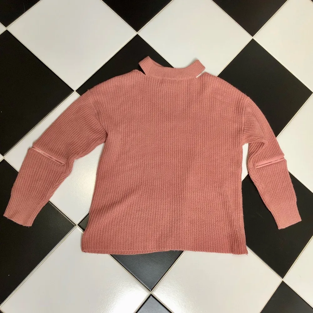 Cici Muted Pink Dusty Rose Pullover Knit Sweater Collar Choker Boxy Coquette M/L Size M - Image 2