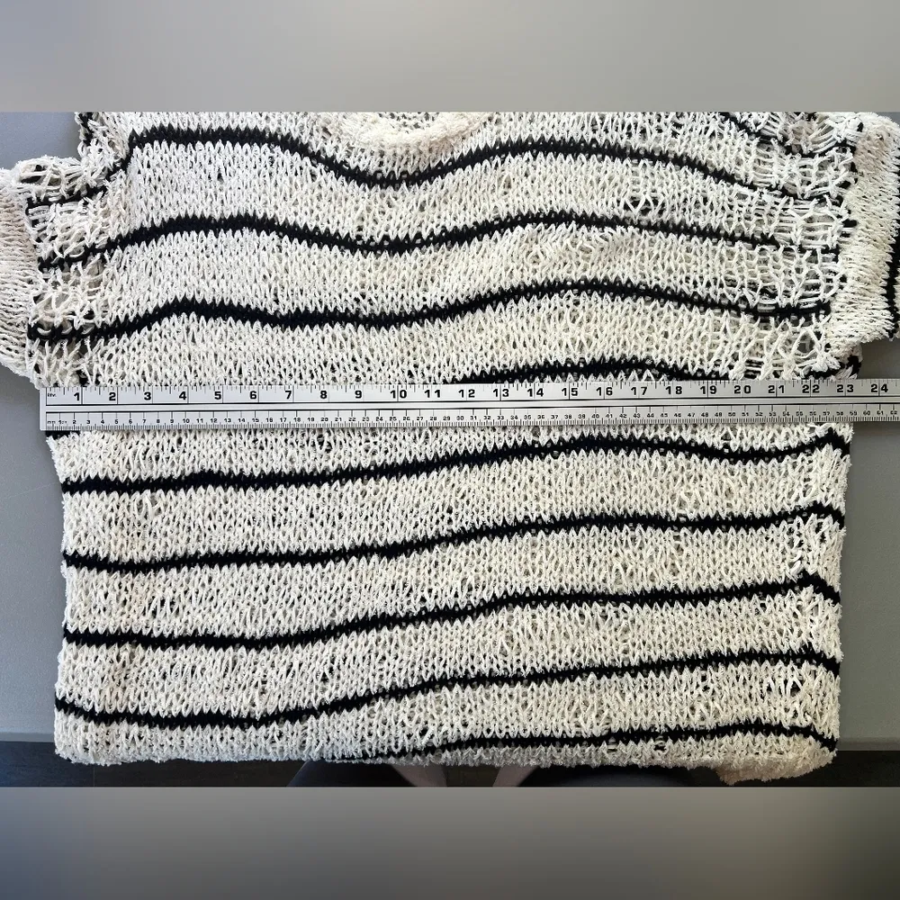 IRO Odessa Striped Black Loose White Sweater size medium - Image 12