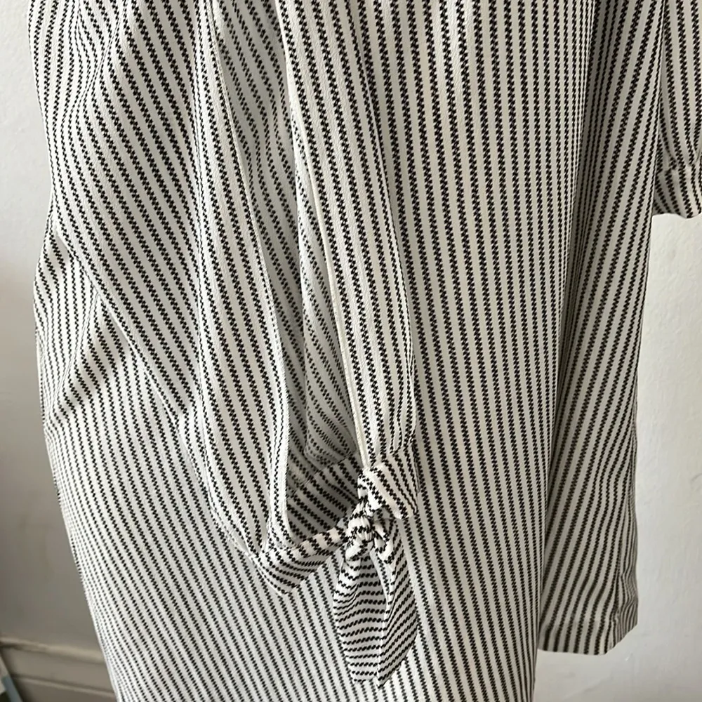 Veronica M On Off Shoulder Split Sleeve boho peasant silver stripe shift dress S - Image 10