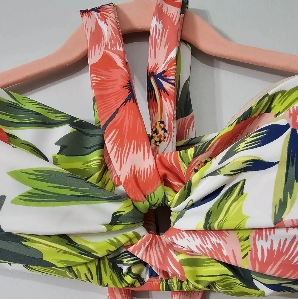 Kona Sol Women's  Floral Print Keyhole Bandeau Bikini Top - Image 6