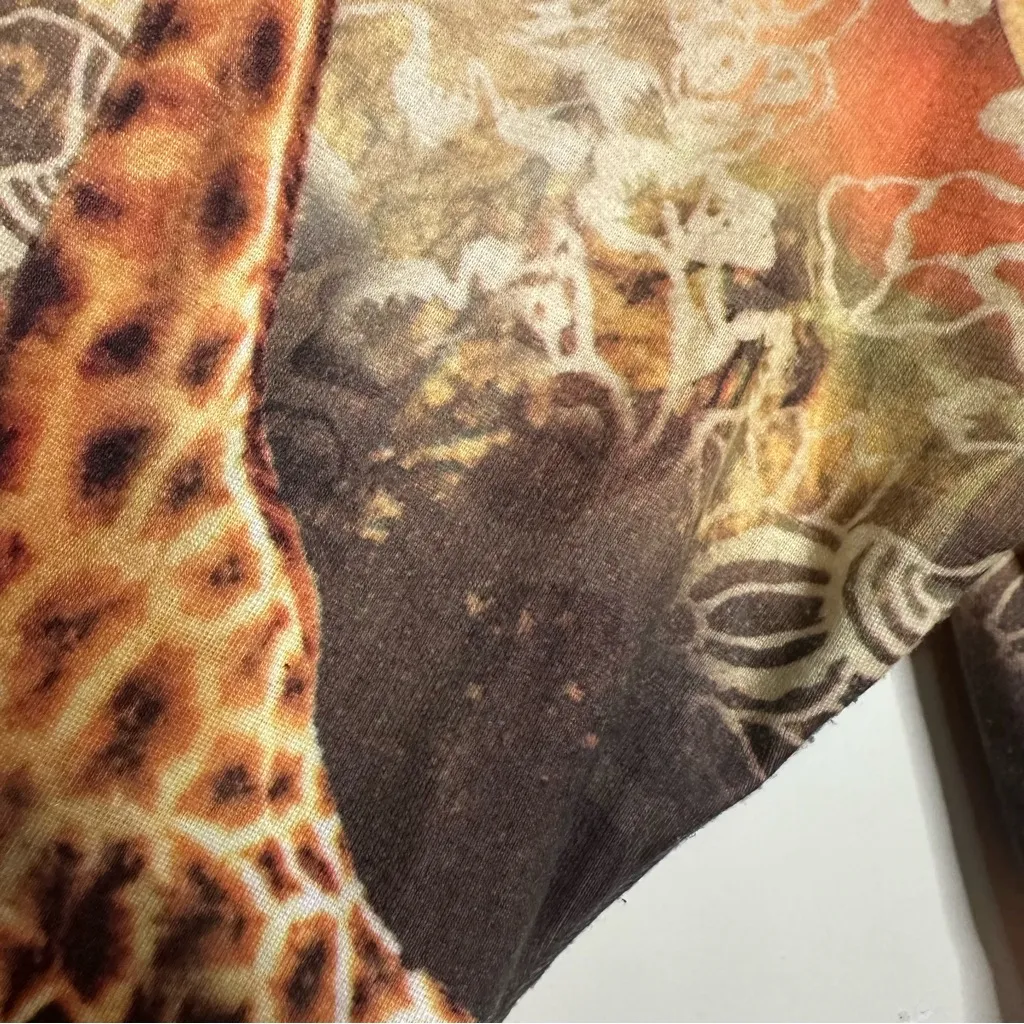 Impulse California Giraffe Lettuce Trim Long Sleeve Top Savanna Wildlife Animals Brown Size 2X - Image 9