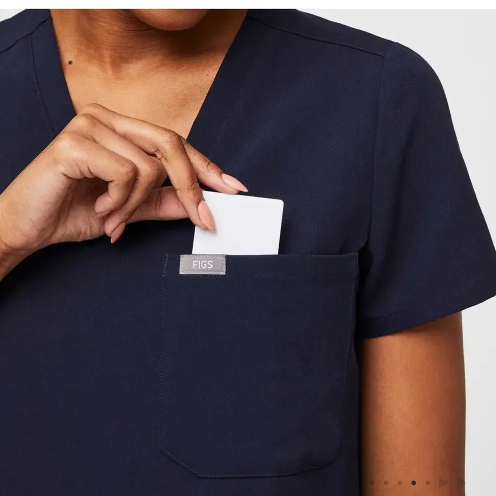 Like new by figs Casma Three-Pocket Scrub Top™ Navy Blue Women's V-Neck Top - Image 3