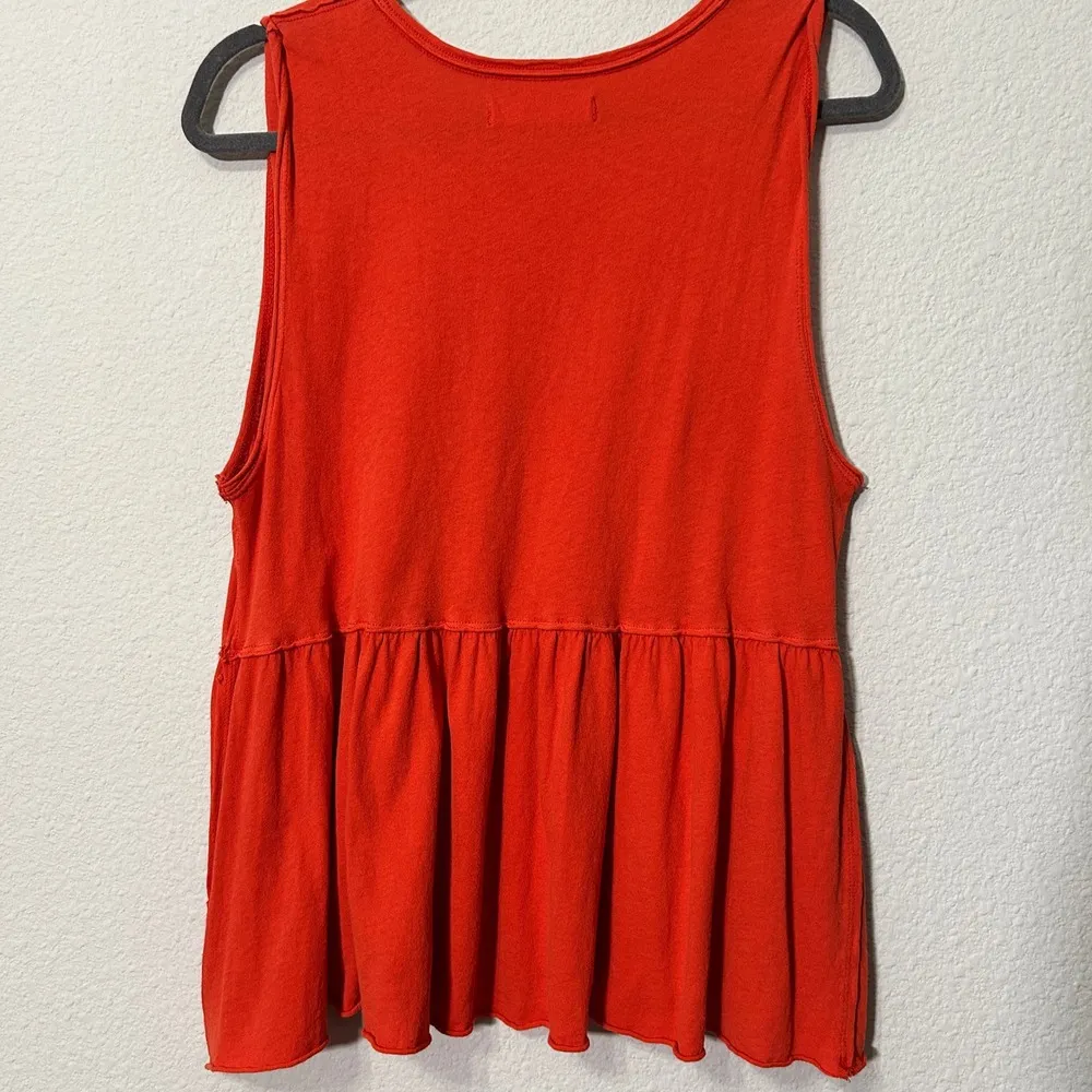 Free People We The Free Anytime Peplum Hem Tank in Vermillion Red Size Small - Image 3