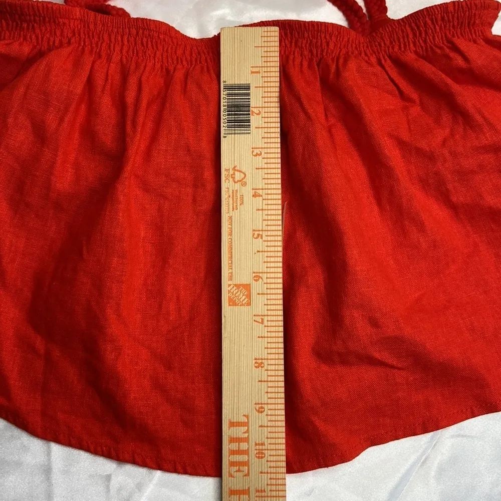 Love, Fire Women’s Red Hibiscus Linen Bandeau Crop Top Size Small NWT - Image 9