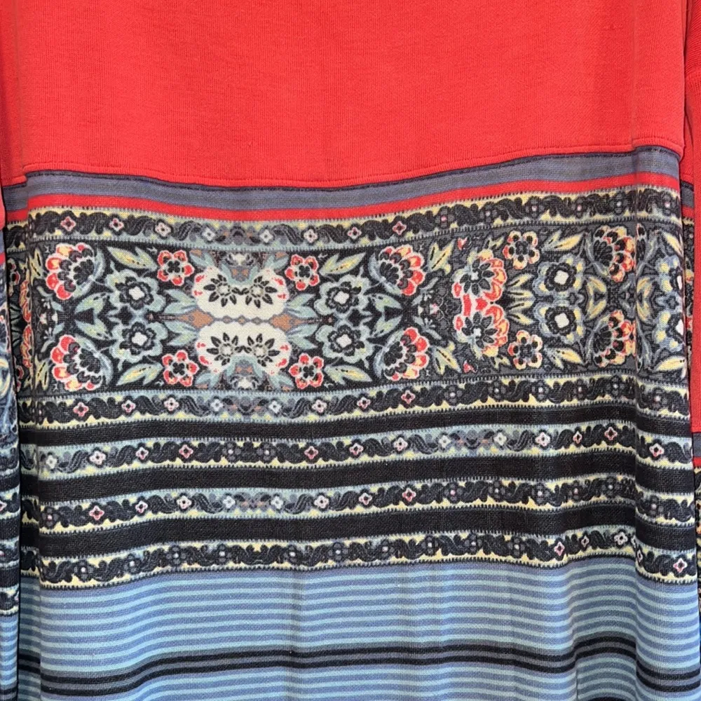 Free people stepping out dress tunic top 3/4 raglan sleeves large striped pink - Image 6