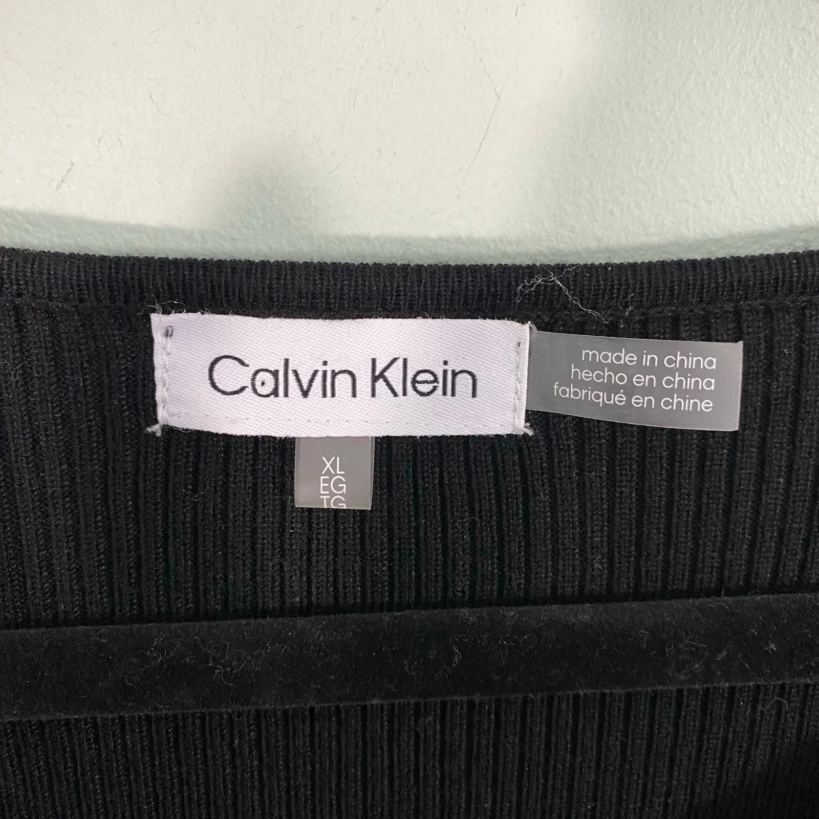 Calvin Klein Black Ribbed Chain Link Detail Retro Y2K Long Sleeve Sweater Sz XL - Image 4