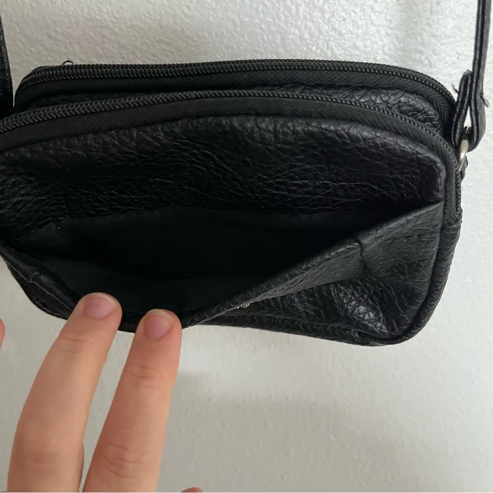 MultiSac Small Black Crossbody Bag Work Zippy Triple Compartment Compact Purse - Image 5