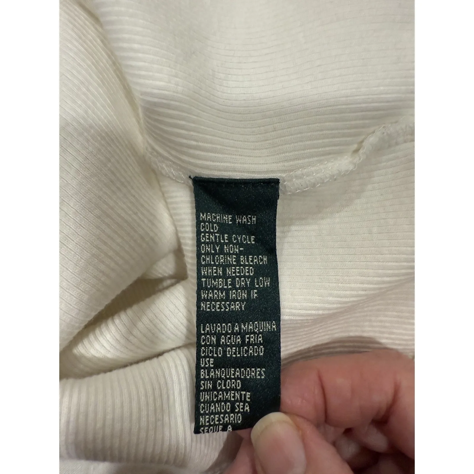 Lauren Ralph Lauren Ladies 1X Beige Crochet Trim Rib Knit Tank Top Classic Boho - Image 6