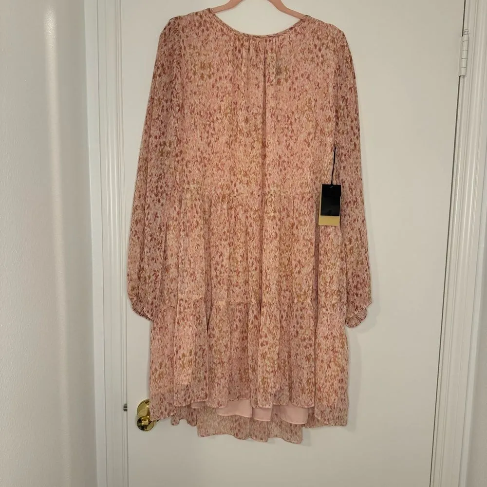 NWT Halogen Abstract Print Long Sleeve Tiered Dress in Ballet Slipper Size XXL - Image 2