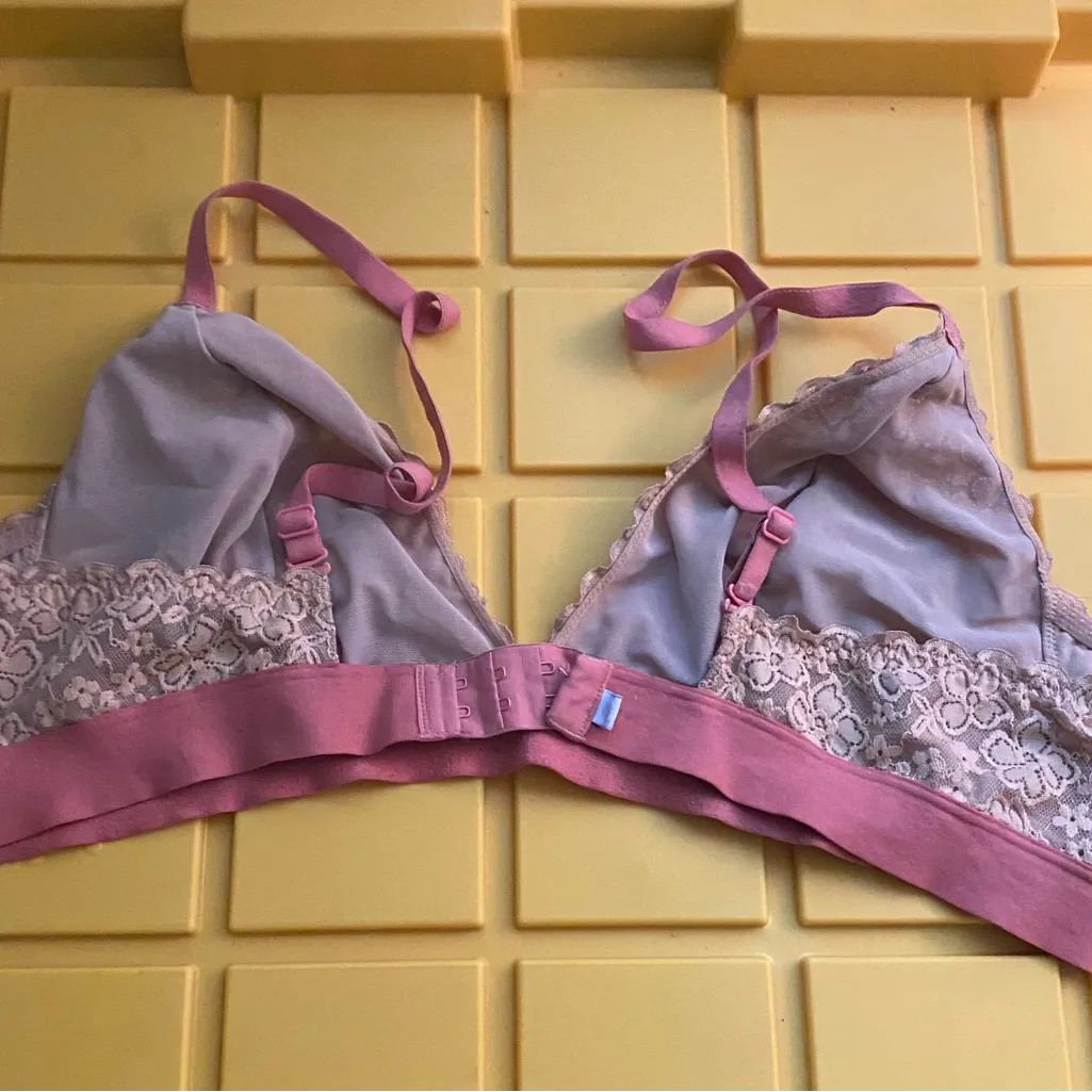 Old Navy Only Womens Bralette XXL 38D Beige Floral Lace Rust Orange Band - Image 4