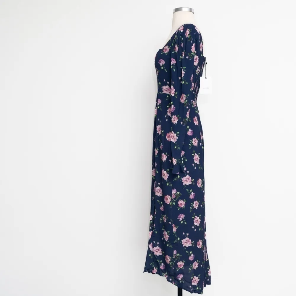 Sau Lee. Marianne Floral Puff Sleeve Midi Dress. Blue Size 0 - Image 6