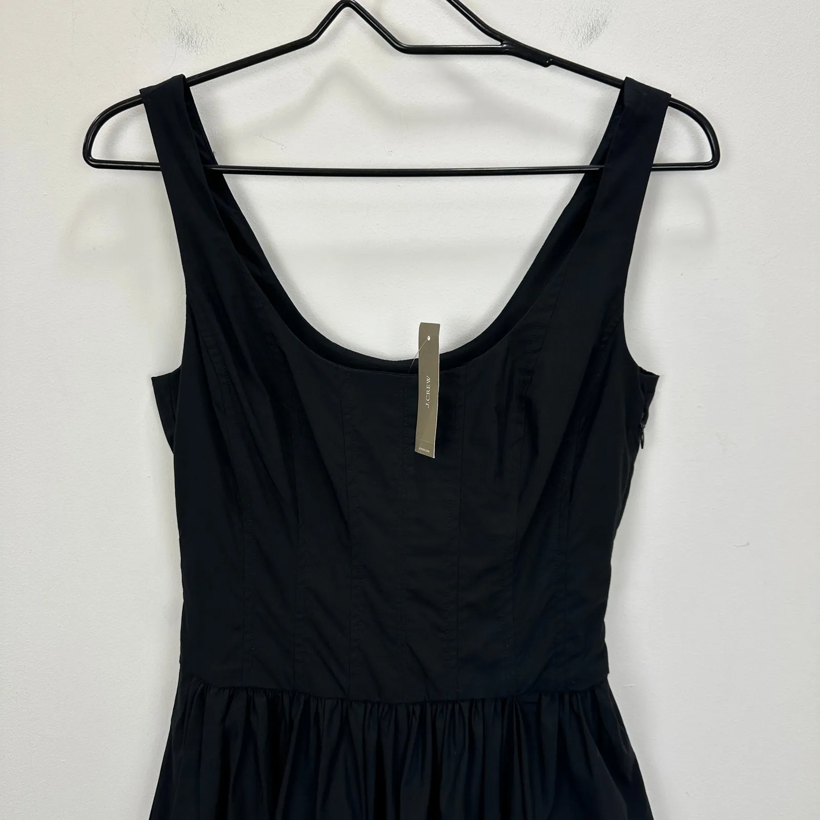 J.Crew Fit and Flare Midi Dress Cotton Poplin Minimalist A Line Black US 00 NWT - Image 10