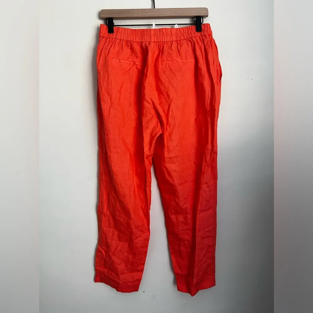 United Colors of Benetton women Light orange Peach Linen tapered crop pants M - Image 2