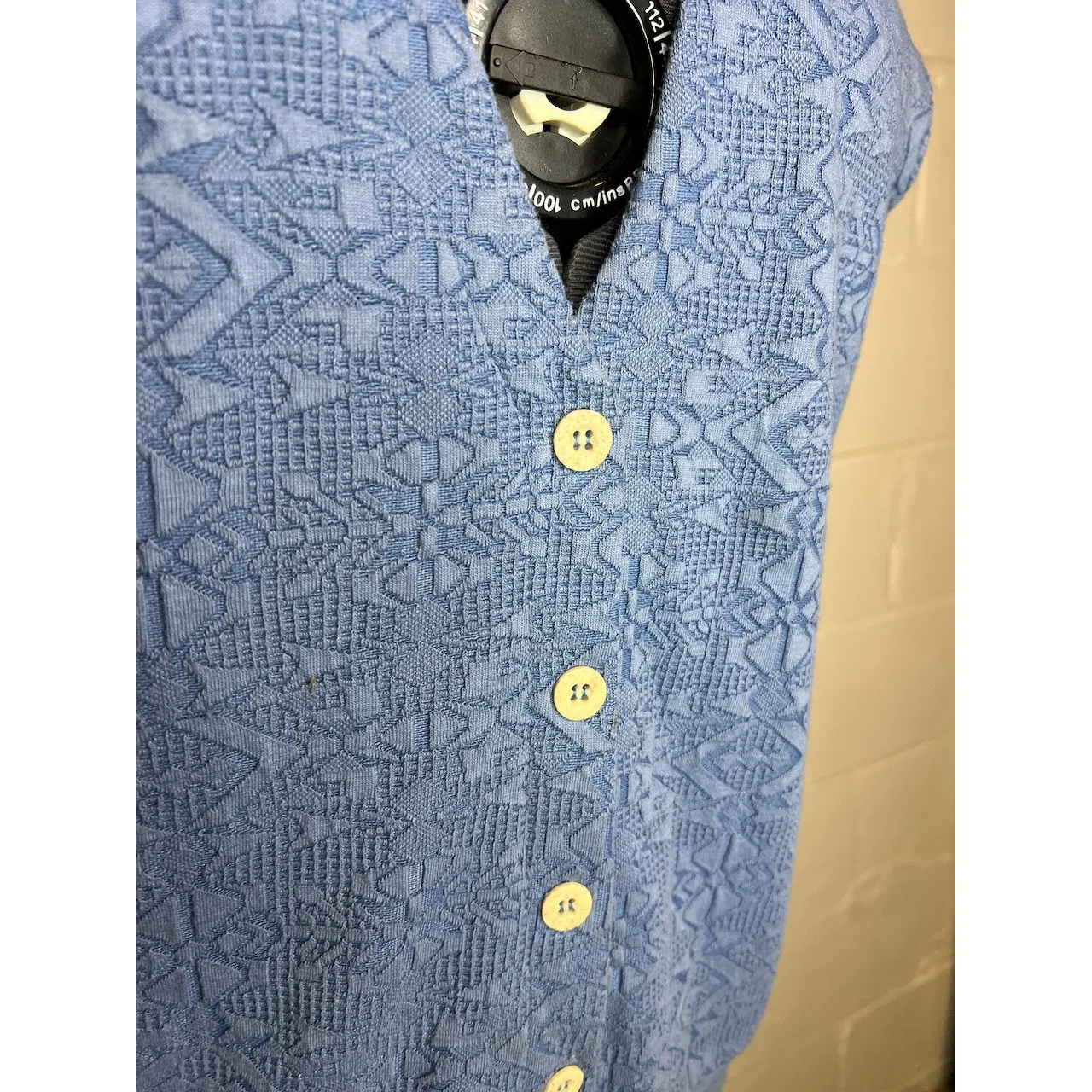 vest jersey textured blue 1980s Size M - Image 12