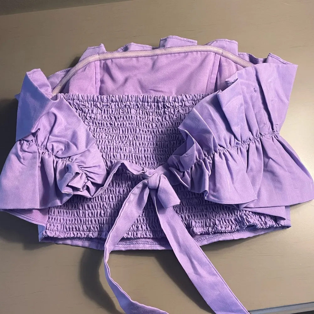 Do + Be Purple Strapless Ruffled Top - Image 2