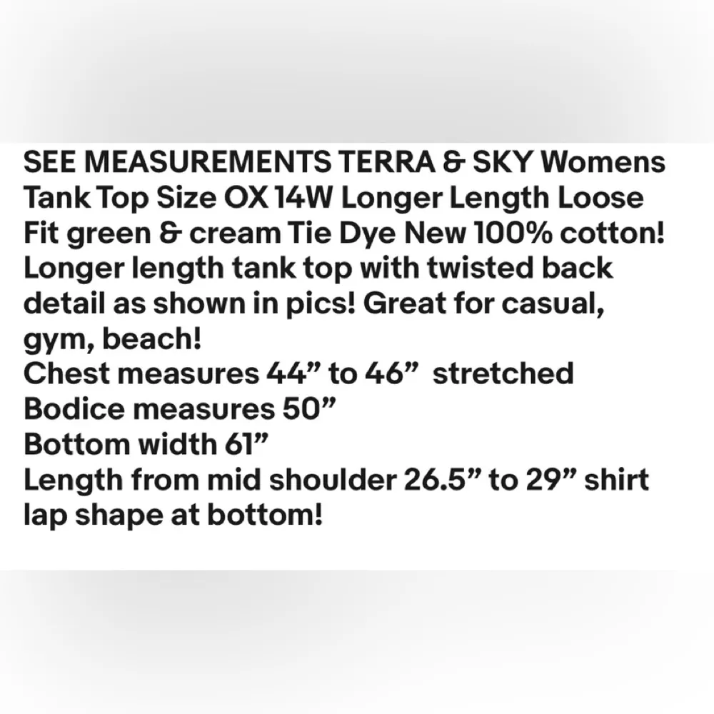 TERRA & SKY Womens Tank Top Size OX 14W Longer Length Loose Fit Green Beige New - Image 11