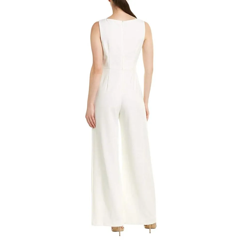 Adrianna Papell Women's Size 8 White Knit Crepe Jumpsuit Special Occasion Dress - Image 11