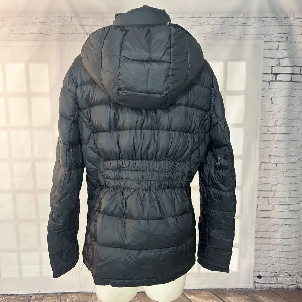 MK Black lightweight Puffer Coat With Hood Jacket Size Large - Image 5