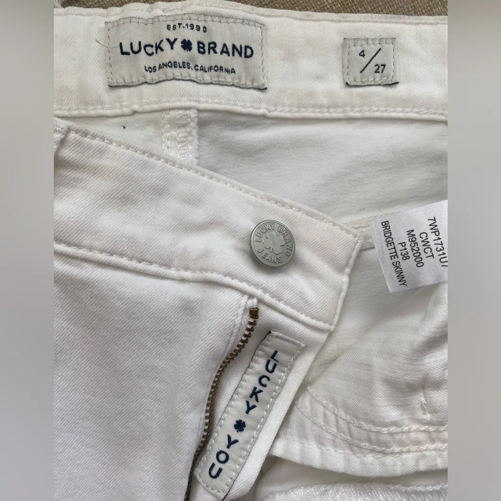 Lucky Brand Bridgette High Rise Skinny Jeans White Size 4/27 - Image 4