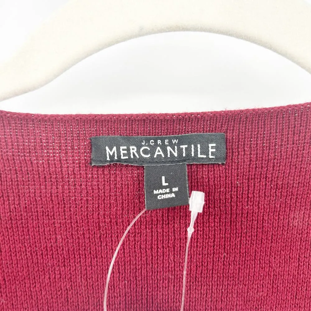 NWT J. Crew Mercantile Womens Collarless Sweater Blazer Cardigan Size L Burgundy - Image 2