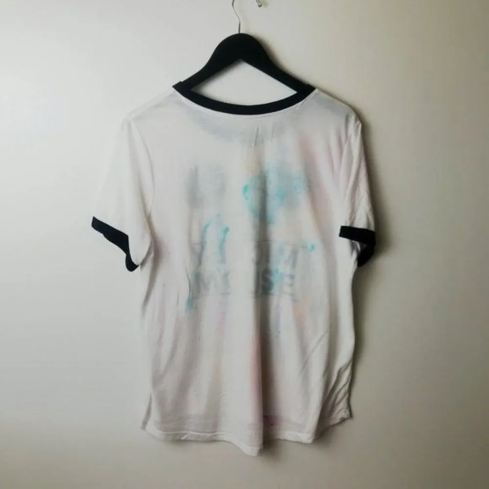 Disney Mickey Mouse T Shirt Paint Splatter Ringer Short Sleeve Cotton Solid Logo - Image 4