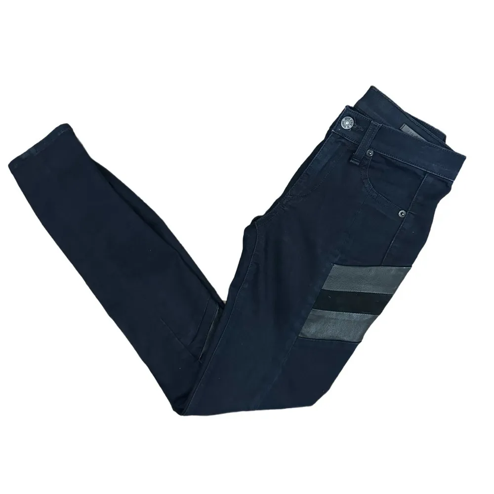 Rag & Bone Halifax Leather Panel Motocross Jeans Jeans Sz 25 Midnight Wash - Image 3