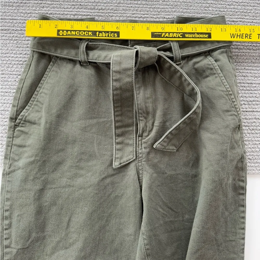 Banana Republic Olive Green Tie Belt Barrel Pant Size 2 - Image 7
