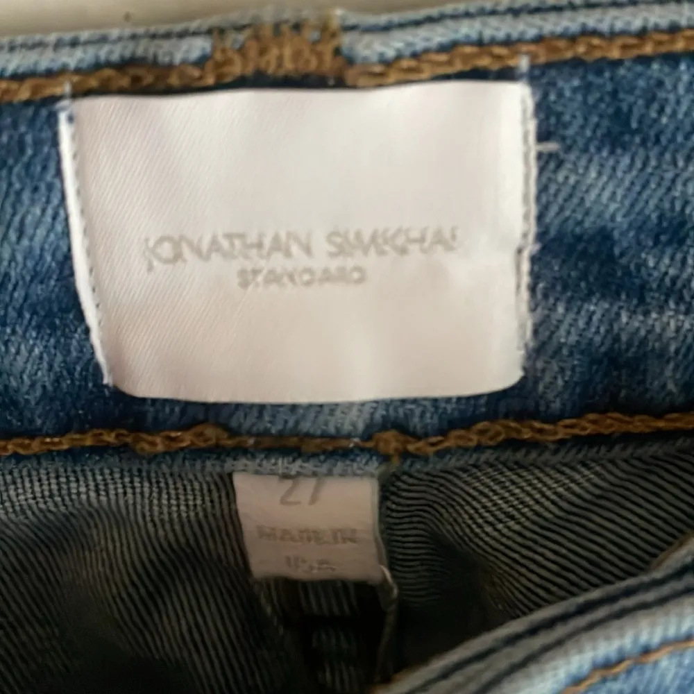 Jonathan Simkhai River High Rise Straight Jeans Distressed Melrose Blue Size 27 - Image 8