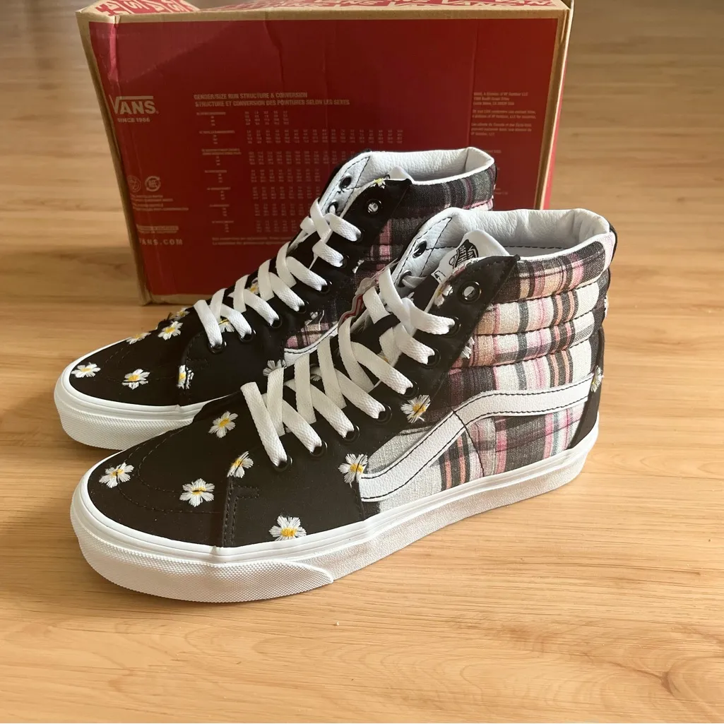 Vans  - Sk8 Hi Floral Plaid Patchwork Women 9.0 US - Image 6