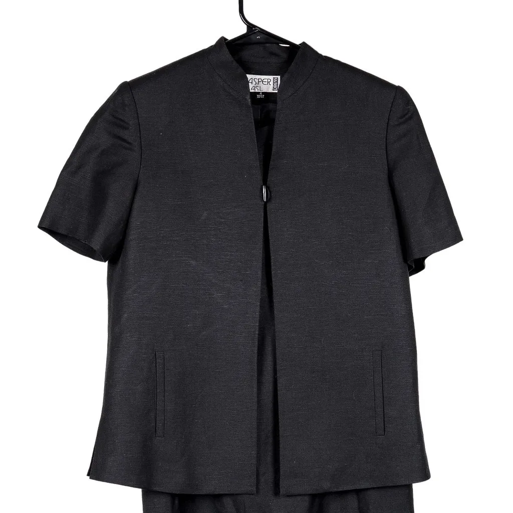 Kasper ASL Womens Dress Blazer 4 Black 90s Career Casual Linen Blend Business - Image 2