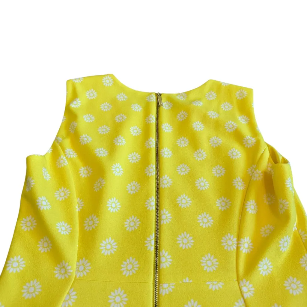 Calvin Klein Yellow Floral Print Sheath Dress Sunflower Sleeveless Size 12 Women - Image 7