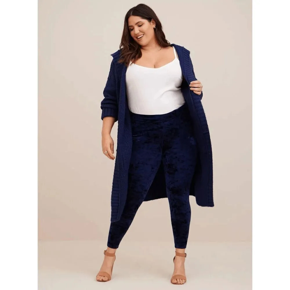 Torrid Navy Blue Crushed Velvet Signature Waist Leggings 2X NWT - Image 8