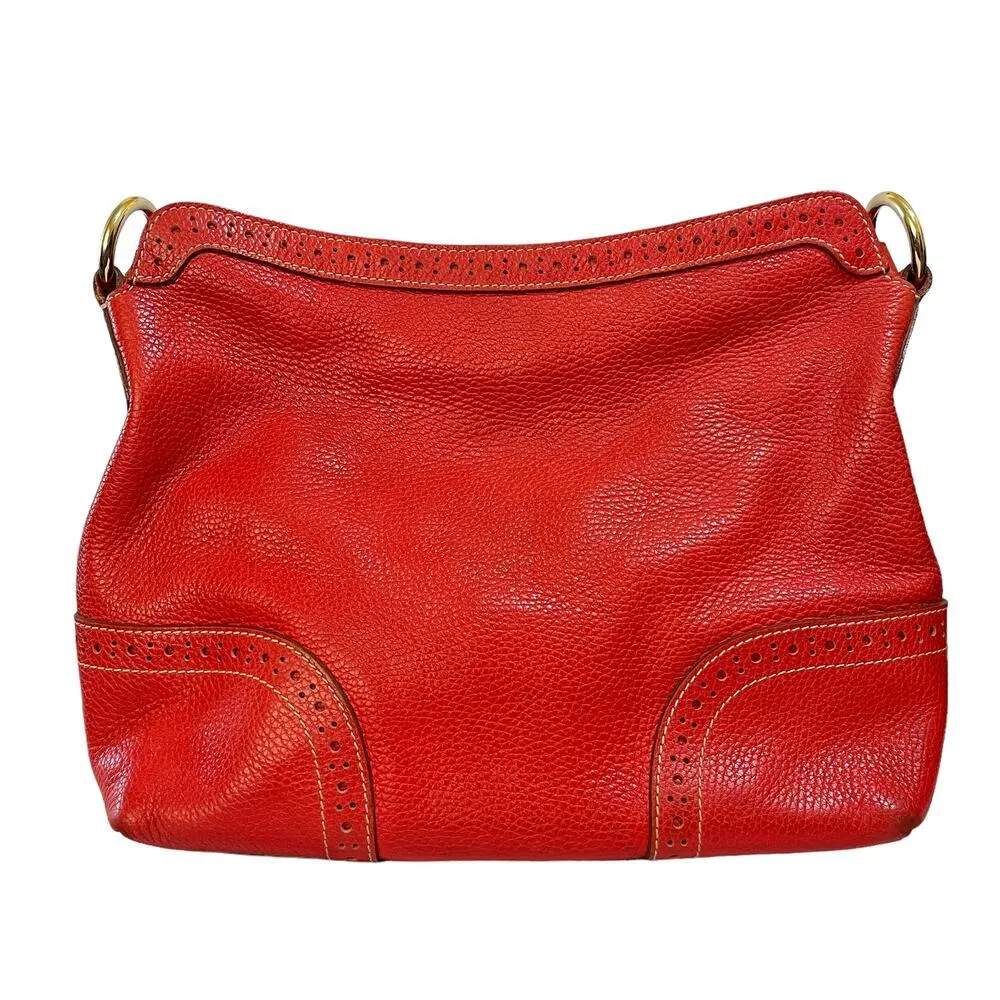 Red Large Slouch French Leather Shoulder Bag Purse #RU776 - Image 3