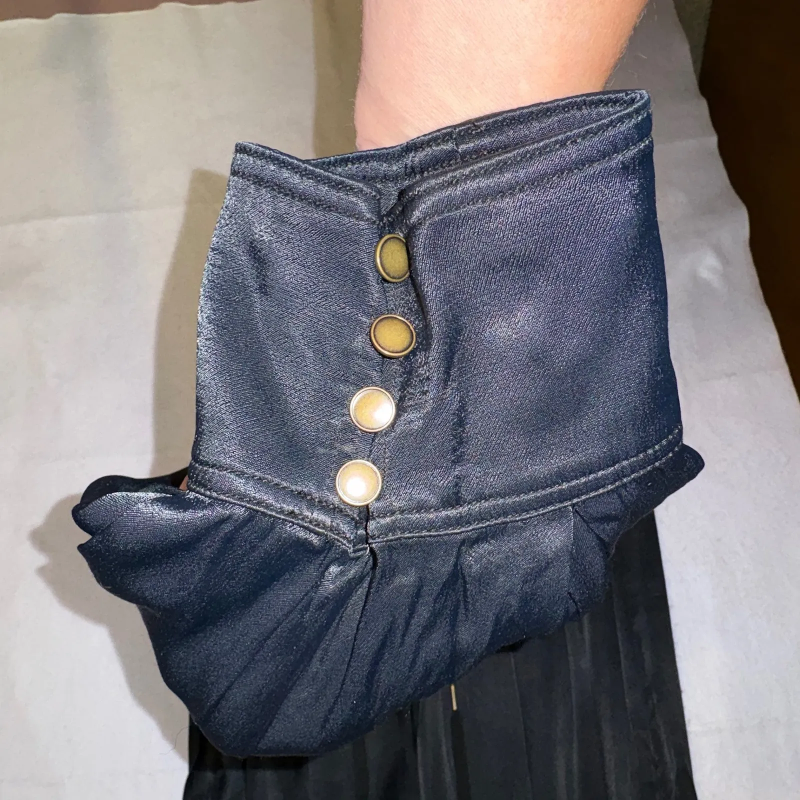 Anthropologie NWT Black silky cuffed barrel Satin Pleated Jogger Pants Size S - Image 9